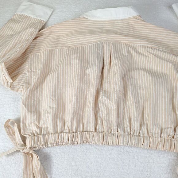Sans Souci Striped Beige Cropped Blouse Top Size XL - Picture 9 of 15